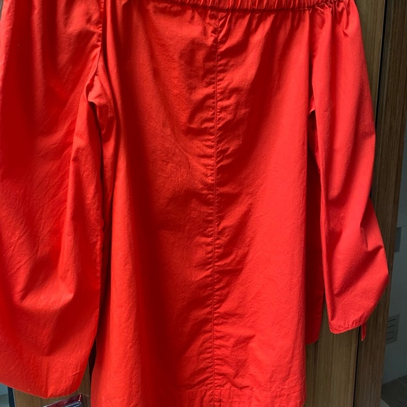 Free People off the shoulder red shirt w/ties at sleeves - Picture 4 of 5